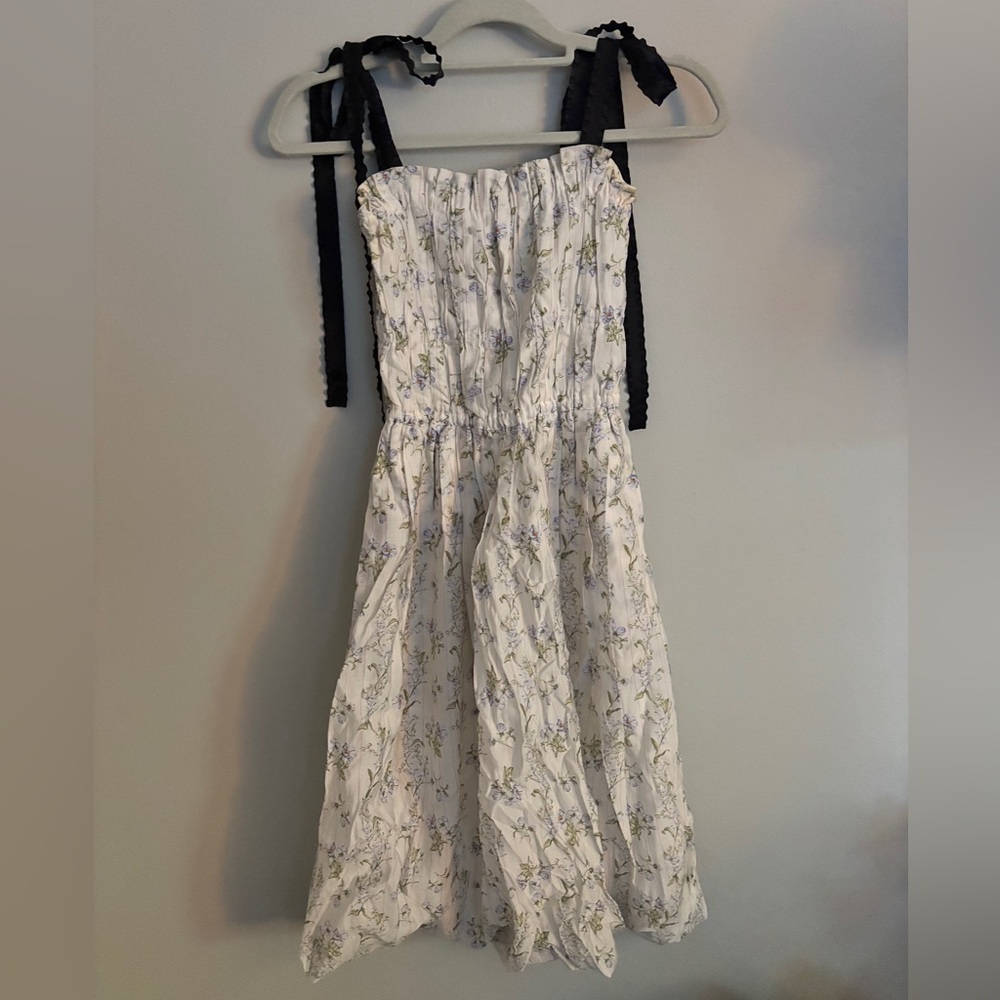 H&M Black and White Midi Dress with Spaghetti Straps
